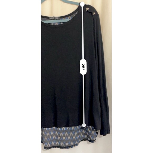 Carol Rose Shirt Long Sleeve Split Back High Low Black Blue Women’s Size L - Picture 8 of 8